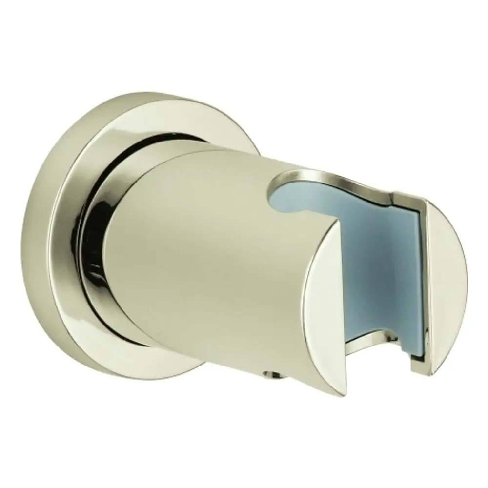 GROHE Wandbrausehalter in Nickel mit runder Rosette, nicht verstellbar, zur Montage an der Wand geeignet.