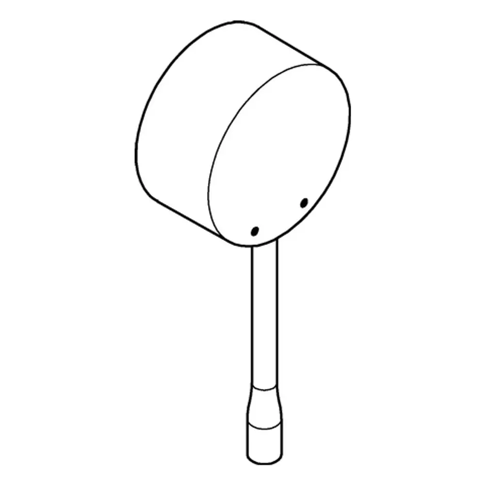 GROHE Hebel in gebürstetem Nickel, mit runder Kopfoberfläche und geradem Schaft, aus Metall, auf einfacher weißen Hintergrund.