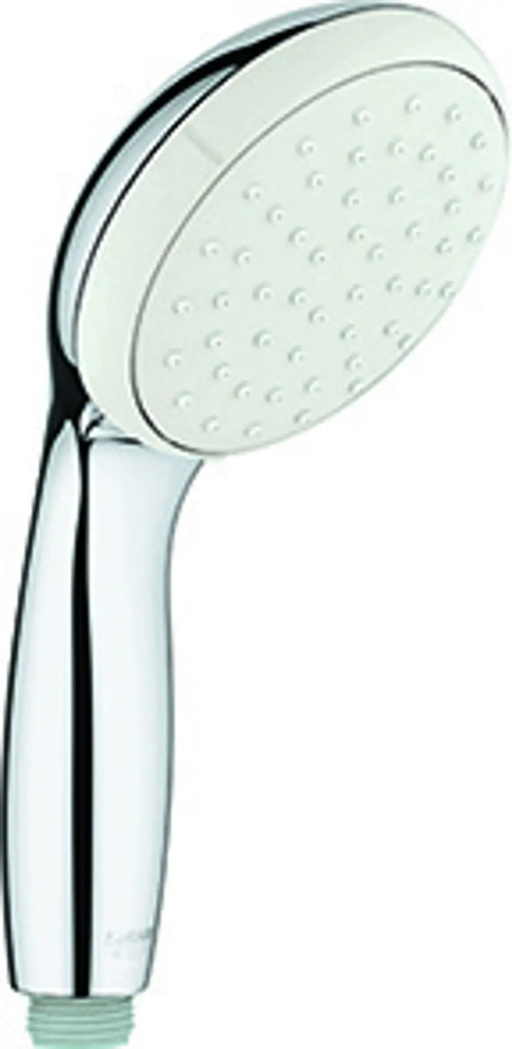 Grohe Handbrause in verchromtem Finish mit einem weißen Brausekopf und einem strahlenden Design, geeignet für den Einsatz in modernen Badezimmern.