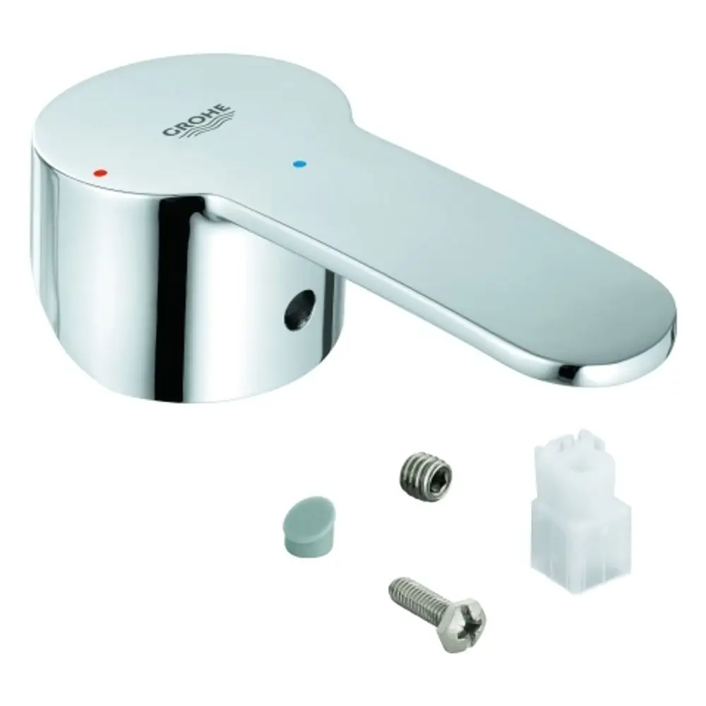 GROHE Hebel in glänzendem Chrom für Wasserarmaturen, ausgestattet mit Montageschraube und Zubehörteilen für die Installation.