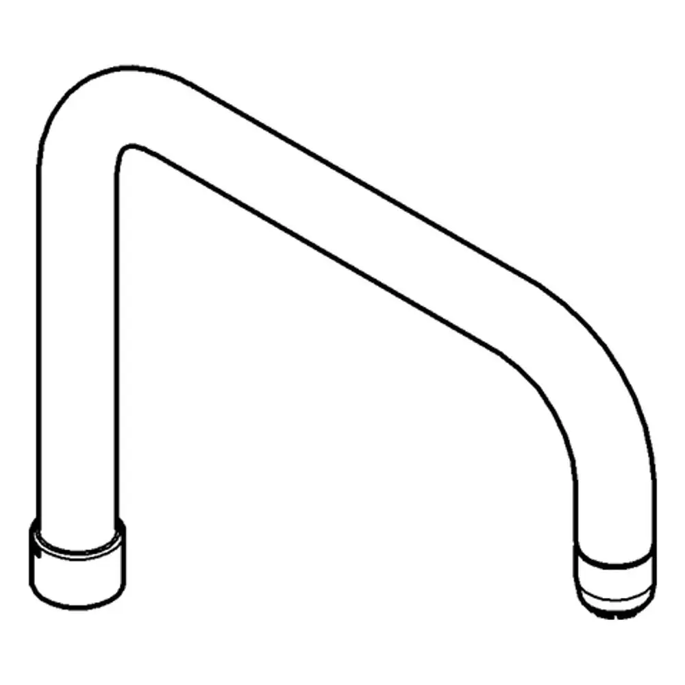 Auslauf von Grohe in gebogener Form mit zwei Anschlussenden. Das design ist funktional und schlicht.