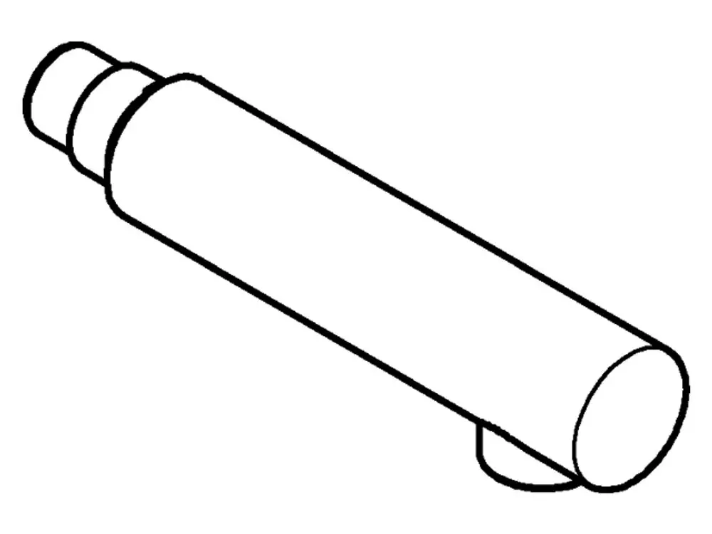 Grohe Spülbrause mit schmalem, zylinderförmigem Design. Die Oberfläche ist in einem glatten, reflektierenden Finish gehalten und eignet sich für Spültischbatterien.