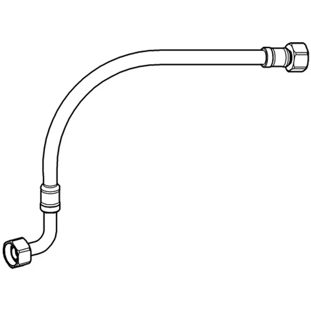 Grohe Anschlussschlauch mit gekrümmter Form und zwei metallischen Anschlüssen, geeignet für Wasserinstallationen.