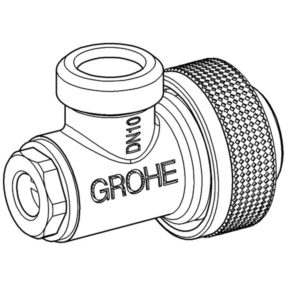 Grohe Eckventil mit einer runden Verbindung und einer geriffelten Oberfläche, geeignet für Anwendungen in Sanitärbereichen.