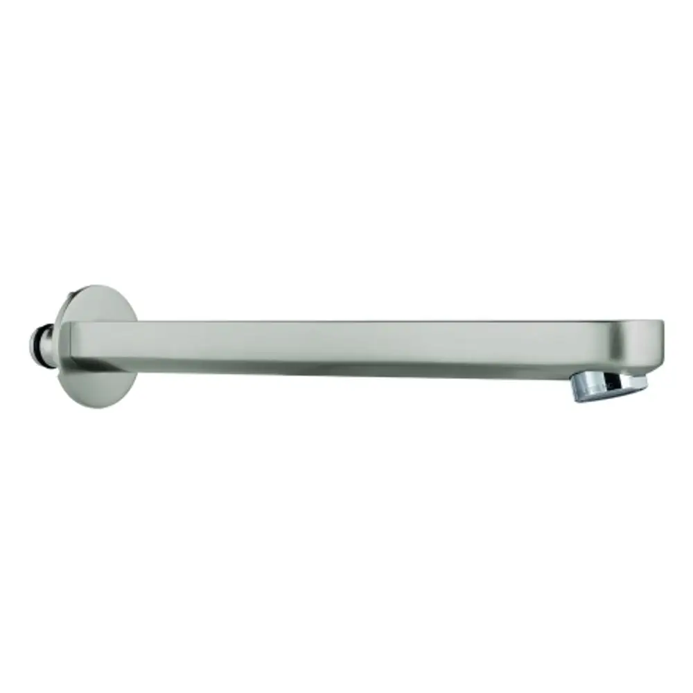 GROHE Auslauf in supersteel-Finish, horizontaler Metallauslauf mit runder Wandmontage und integrierter Wasserabgabe, geeignet für Waschbecken oderähnliche Anwendungen.