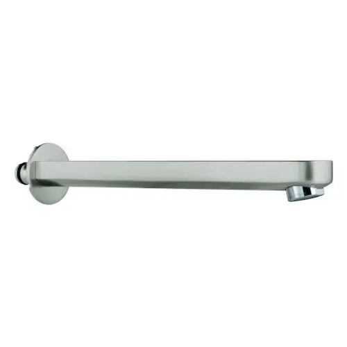 GROHE Auslauf in supersteel-Finish, horizontaler Metallauslauf mit runder Wandmontage und integrierter Wasserabgabe, geeignet für Waschbecken oderähnliche Anwendungen.