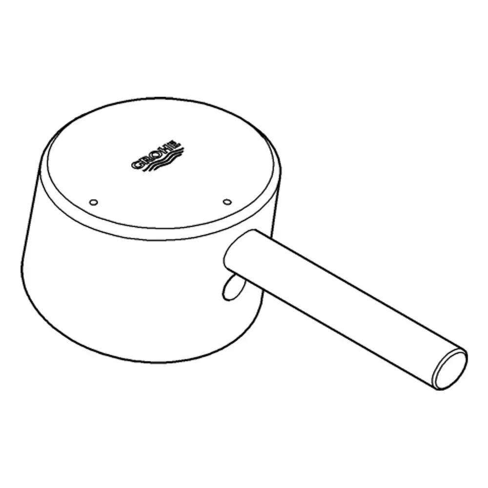 Weißer Hebel von Grohe mit rundem oberen Teil und einem seitlichen Auslass. Zwei Löcher auf der Oberseite erkennbar.