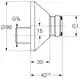 GROHE S-Anschluss mit konischer Form und Anschlussmöglichkeiten, dargestellt in technischer Zeichnung. Maße und Gewinde sind schematisch abgebildet.