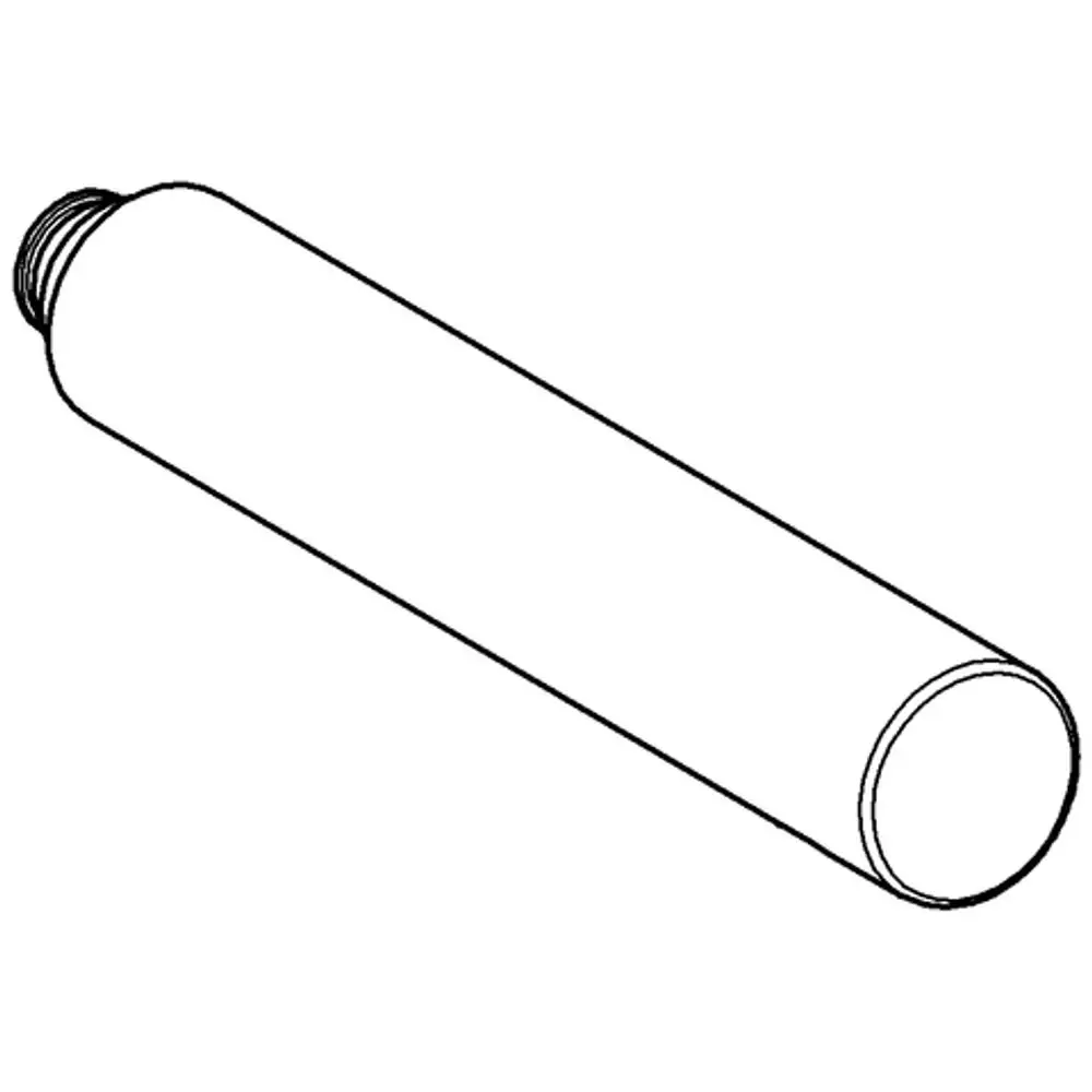 Chromener Auslauf von Grohe mit zylindrischer Form und Gewindeanschluss, dargestellt in einer technischen Zeichnung ohne Details zu Maßen oder spezifischen Merkmalen.