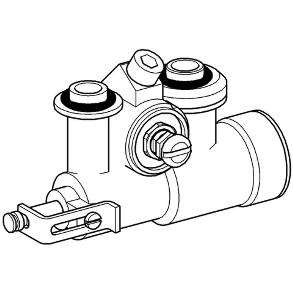 GROHE Armatur mit mehreren Anschlüssen, zylindrischem Gehäuse und beweglichem Hebel, dargestellt in technischer Zeichnung.