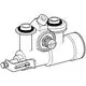 GROHE Armatur mit mehreren Anschlüssen, zylindrischem Gehäuse und beweglichem Hebel, dargestellt in technischer Zeichnung.