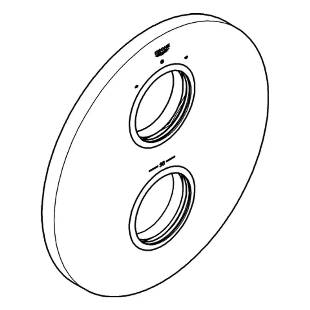 Grohe Rosette in runder Form mit zwei Öffnungen, die für Befestigung oder Durchleitungen geeignet sind. Entwurf in chromfarbenem Finish.