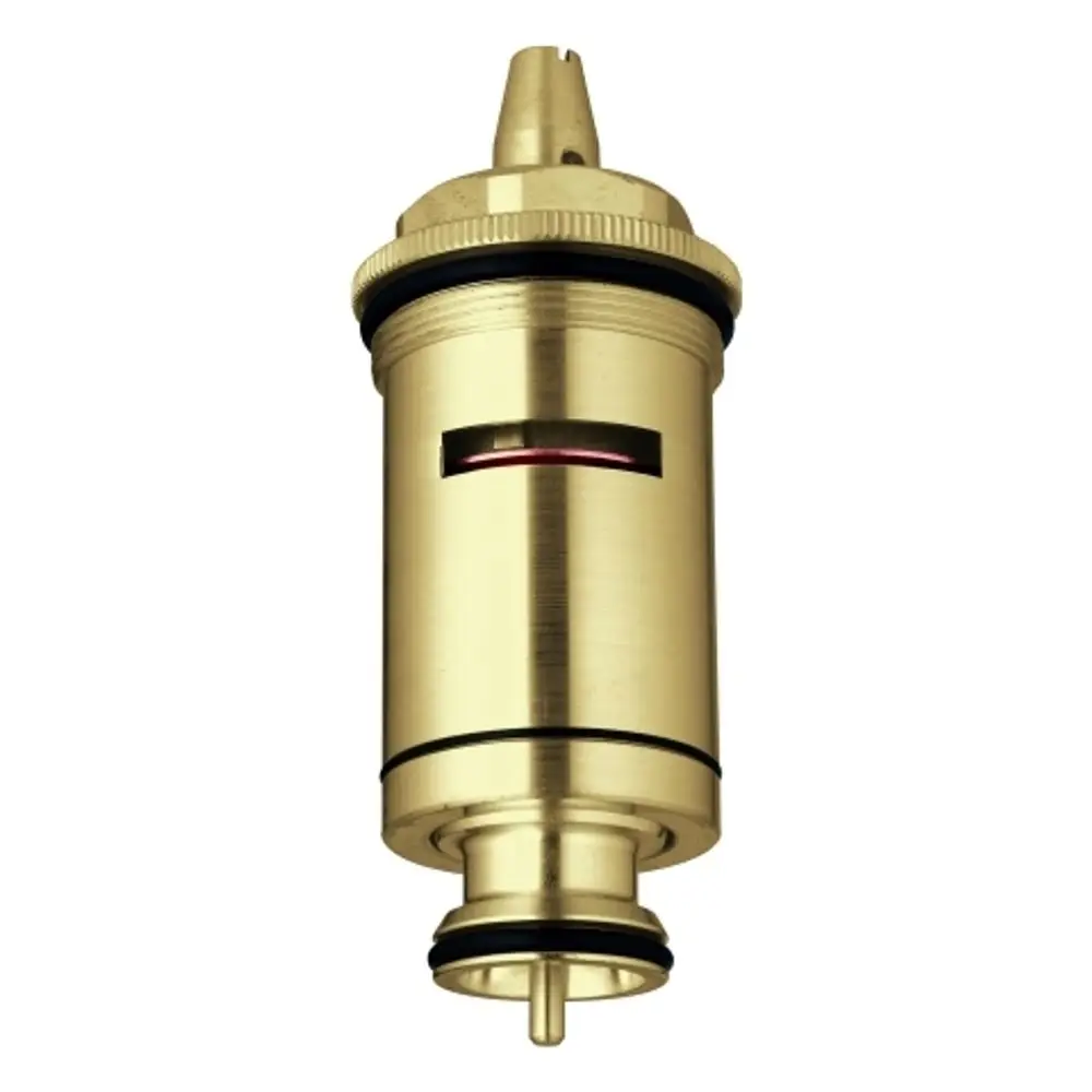 GROHE Thermoelement in Goldoptik mit ovaler Öffnung und seitlicher Anzeige. Design für Wasserregelung, geeignet für sanitäre Anwendungen.