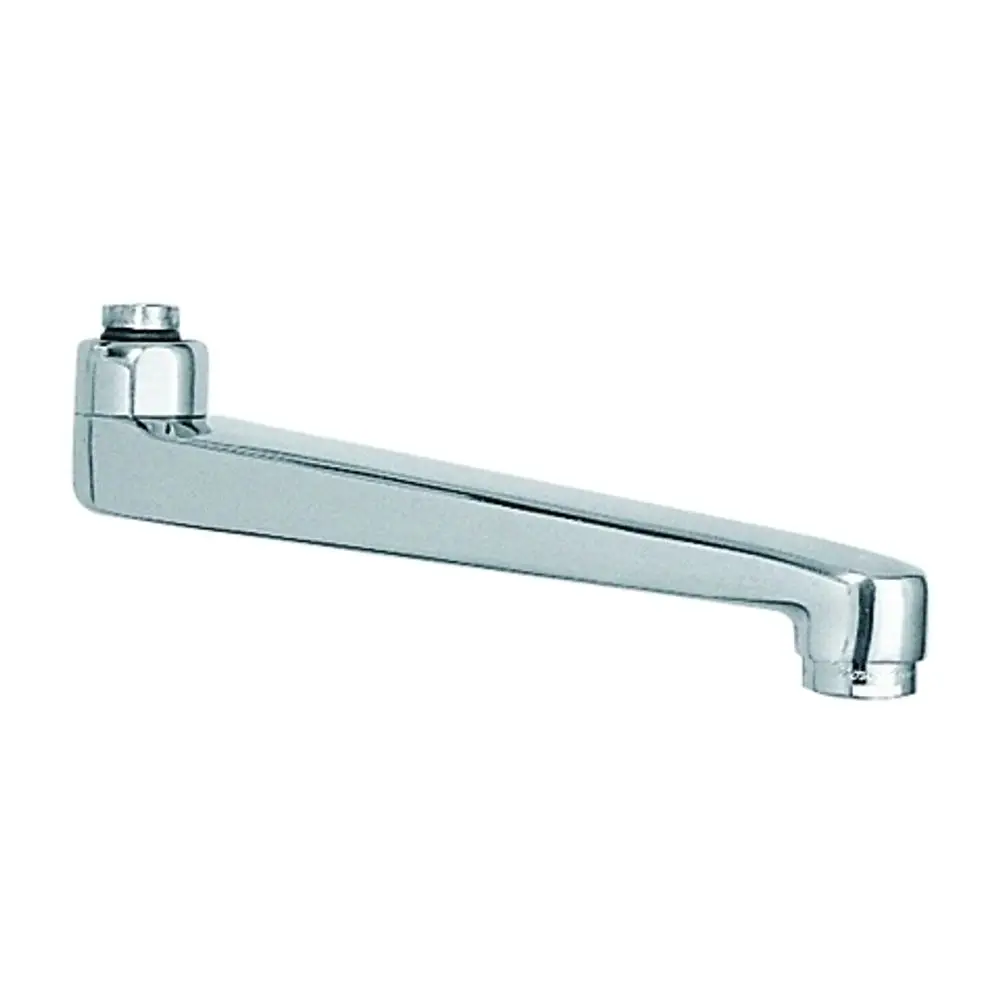 Grohe Gussauslauf in chrom, mit einer geraden, geschwungenen Form und Anschlüssen an beiden Enden, geeignet für eine Wasserinstallation.