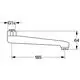 GROHE Gussauslauf mit einem geraden Design, seitlichem Anschluss und klaren Maßen. Ideal für Installation mit 3/4" Anschlagbegrenzer.