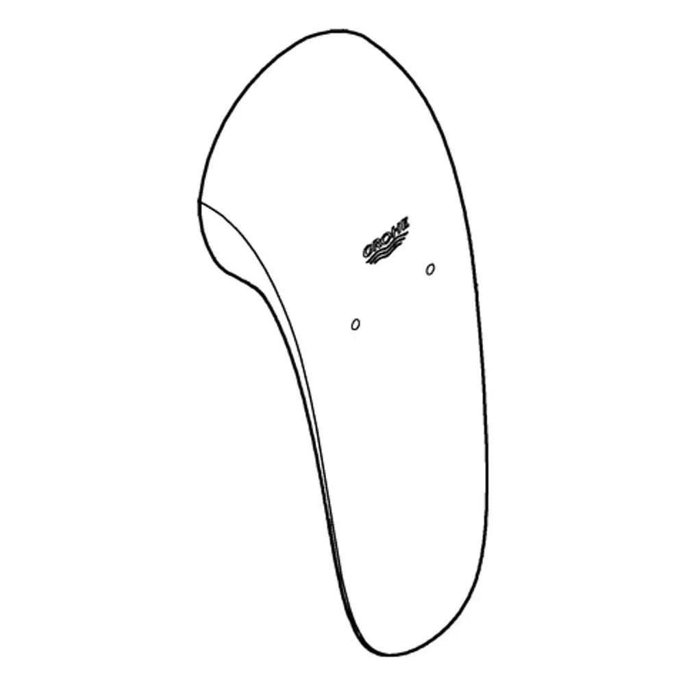 Hebel von Grohe in geschwungener Form, monochromatisches Design mit Logo. Geeignet für Sanitärinstallationen oder Armaturen.