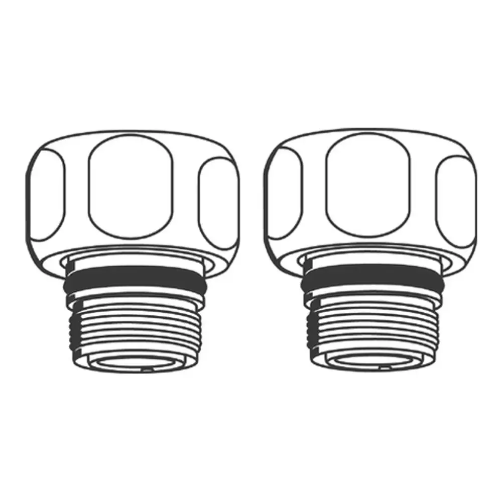 Grohe Rückflussverhinderer, zwei Einheiten abgebildet, mit gewendeltem Gewinde und O-Ring zur Abdichtung, in schlichtem Design.