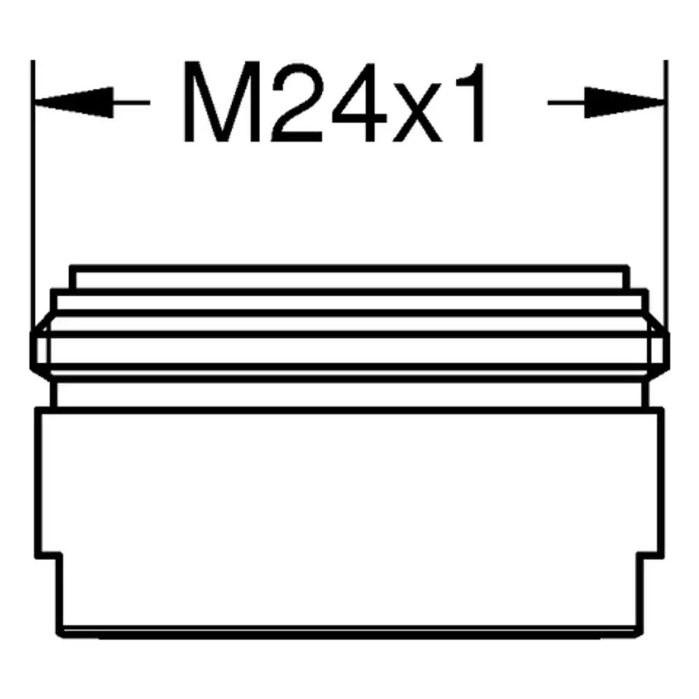 GROHE-Strahlregler mit M24x1-Gewinde, gezeigt in schematischer Ansicht, zur Verwendung in Sanitäranlagen.