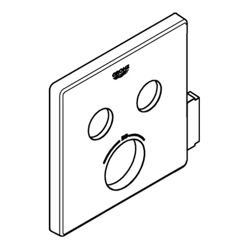 Grohe Rosette in quadratischer Form, mit drei Ausschnitten auf der Vorderseite, für die Montage an SmartControl-Armaturen, platziert in einem neutralen Hintergrund.