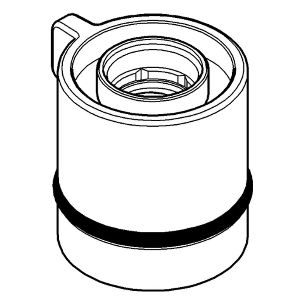 Grohe Produkt mit zylindrischer Form und seitlichem Griff. Das Innenteil zeigt eine runde Öffnung, die auf eine Verbindung hinweist. Durchmesser und Details sind nicht klar erkennbar.