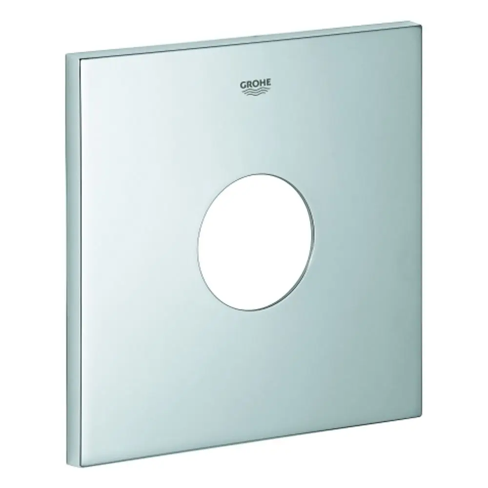 Grohe Rosette in quadratischer Form mit zentralem Loch, ideal für Montagezwecke, in matter Oberfläche.