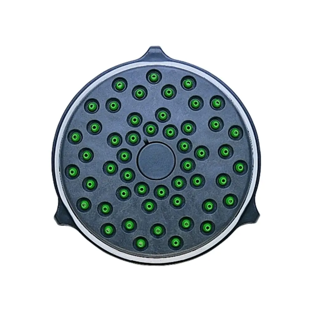 GROHE Brauseboden mit mehreren grünen Düsen für die Wasserverteilung, kreisförmige Form, auf grauem Hintergrund.
