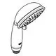 GROHE Handbrause mit einer runden Kopfstruktur, ausgestattet mit mehreren Strahlarten und einem ergonomischen Griff, montierbar für Duschsysteme.