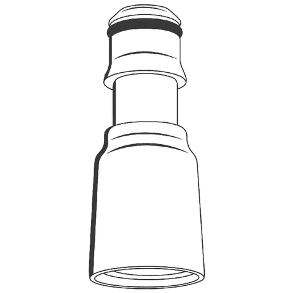 GROHE Brauseanschlussnippel in einfacher Form mit einem zylindrischen Körper, der oben mit einem gerippten Anschluss ausgestattet ist.