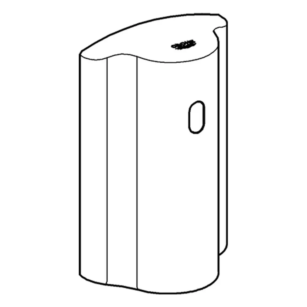 Graues Gehäuse mit abgerundeter Oberseite und seitlicher Aussparung, geeignet für elektronische Anwendungen, möglicherweise von der Marke Grohe.