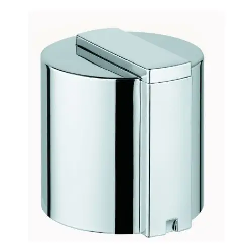 Chromfarbener Absperrgiff von Grohe, zylindrische Form mit flachem Deckel und seitlichem Öffnungsmechanismus. Hochglänzende Oberfläche.