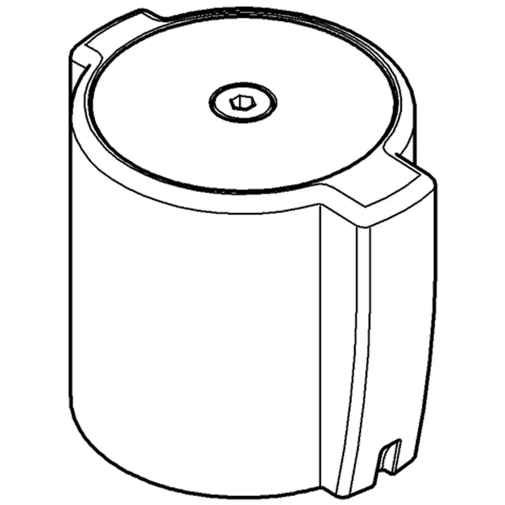 Grohe Aquadimmergriff in runder Form mit zentralem Sechskantschraubeneinsatz und seitlichen Aussparungen, geeignet für die Verwendung in Duschsystemen oder Thermostaten.