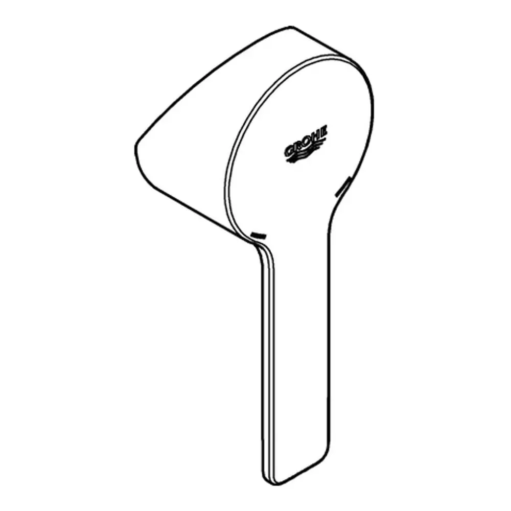 GROHE Hebel in einer modernen Form mit abgerundeten Kanten, in einem minimalistischen Design und in einer dunklen Oberfläche, auf weißem Hintergrund dargestellt.