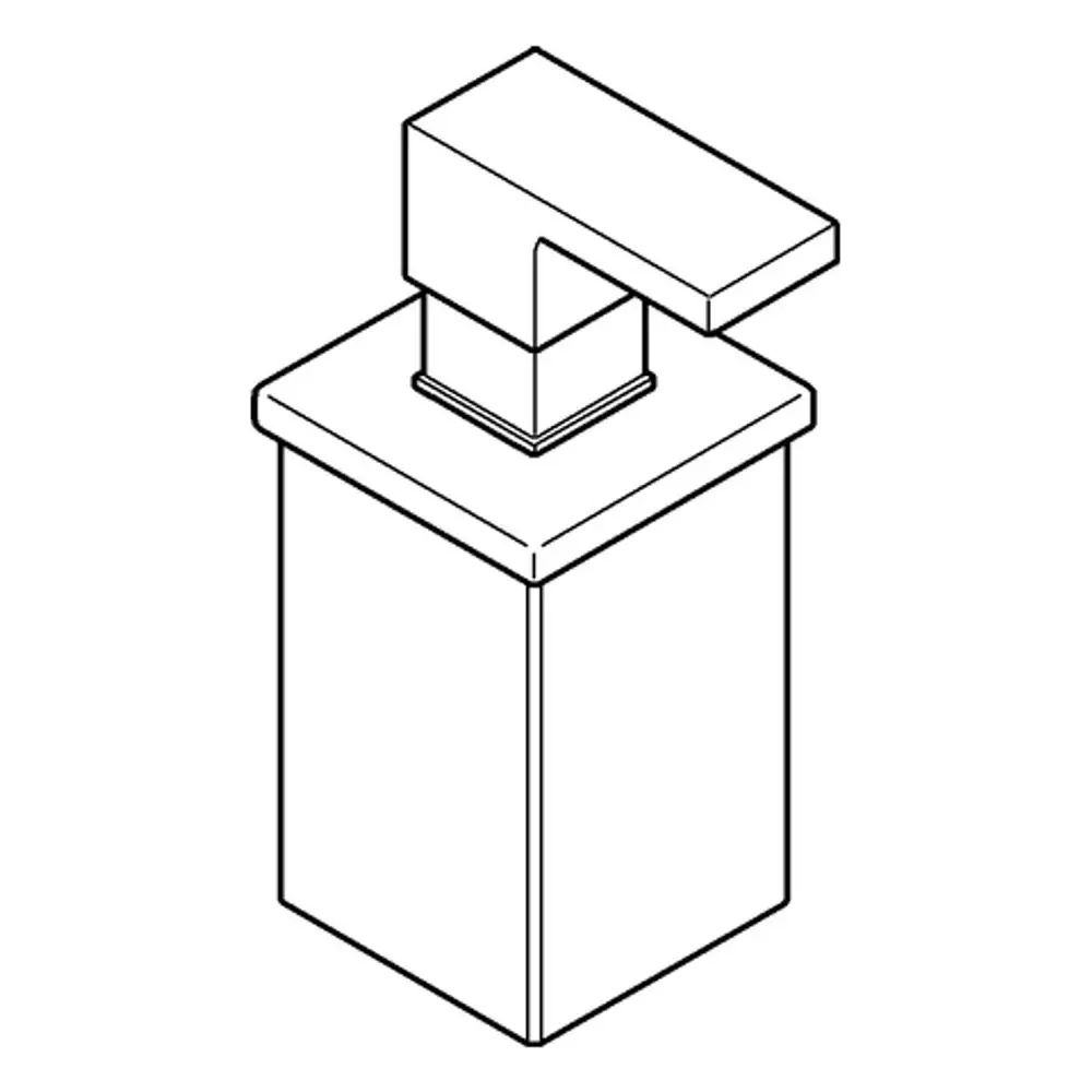 Grohe Seifenspender in rechteckiger Form mit einer flachen Pumpe. Der Spender hat eine klare geometrische Struktur und ist für eine Wandmontage geeignet.
