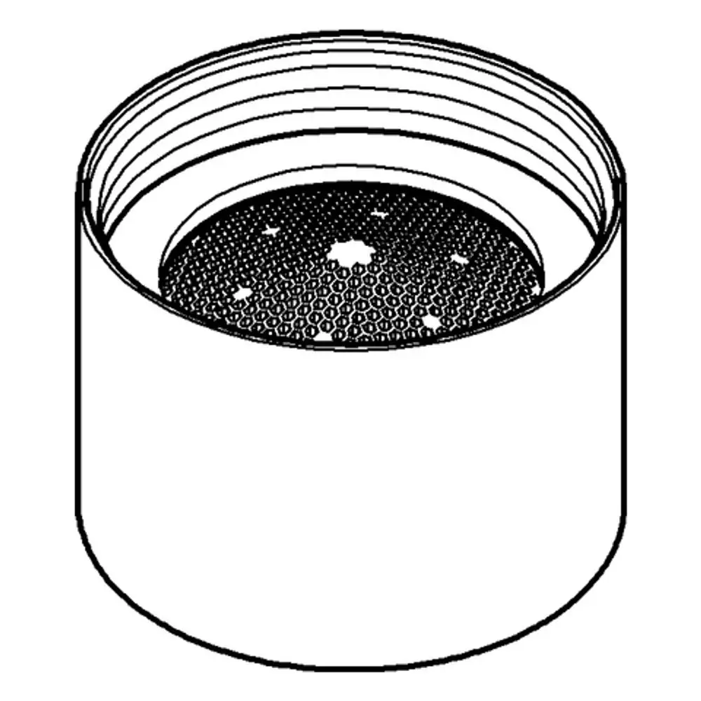 Grohe Strahlregler, zylinderförmig mit einem verstellbaren Innenbereich, der eine perforierte Oberfläche aufweist, die wassertropfenförmige Strahlen erzeugt.
