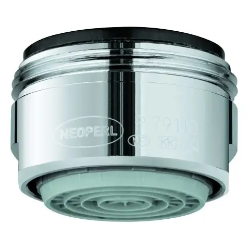 GROHE Mousseur in chrom mit gewelltem Sieb. Das Produkt hat einen runden Kopf und eine glatte Oberfläche, geeignet für Wasserhahnmontagen.