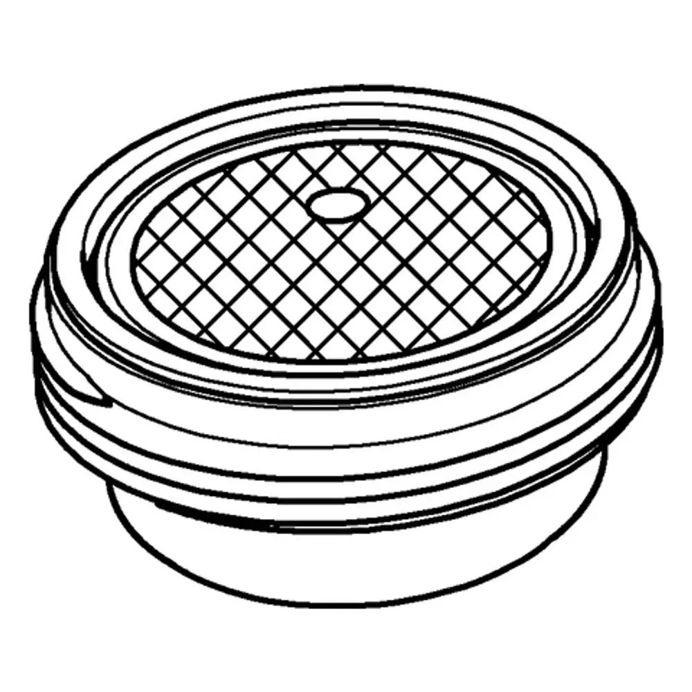 GROHE Strahlregler mit Außengewinde, rundes Design und Oberflächenmuster, mit einem zentralen Loch, geeignet für Wasserarmaturen.
