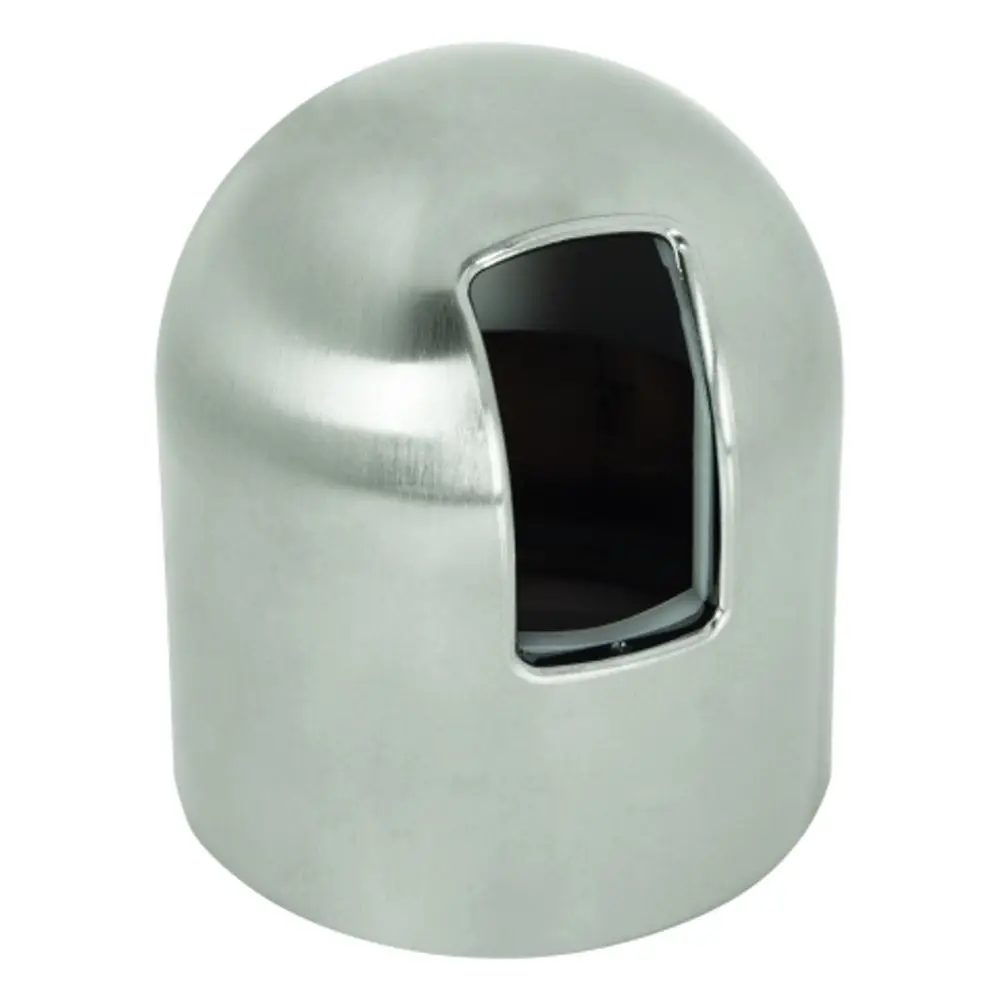 Edelstahlkappe mit seitlichem Öffnungsfenster, geeignet für Grohe-Produkte. Die Oberfläche wirkt matt und robust.