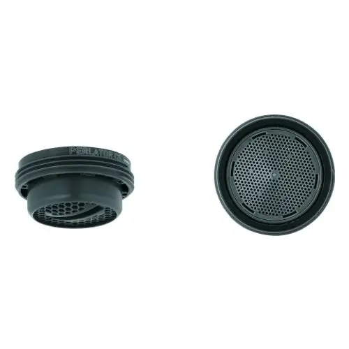 GROHE Strahlregler mit schwarzem Gehäuse, runder Form und feinmaschigem Inneren, geeignet zur Regulierung des Wasserflusses.