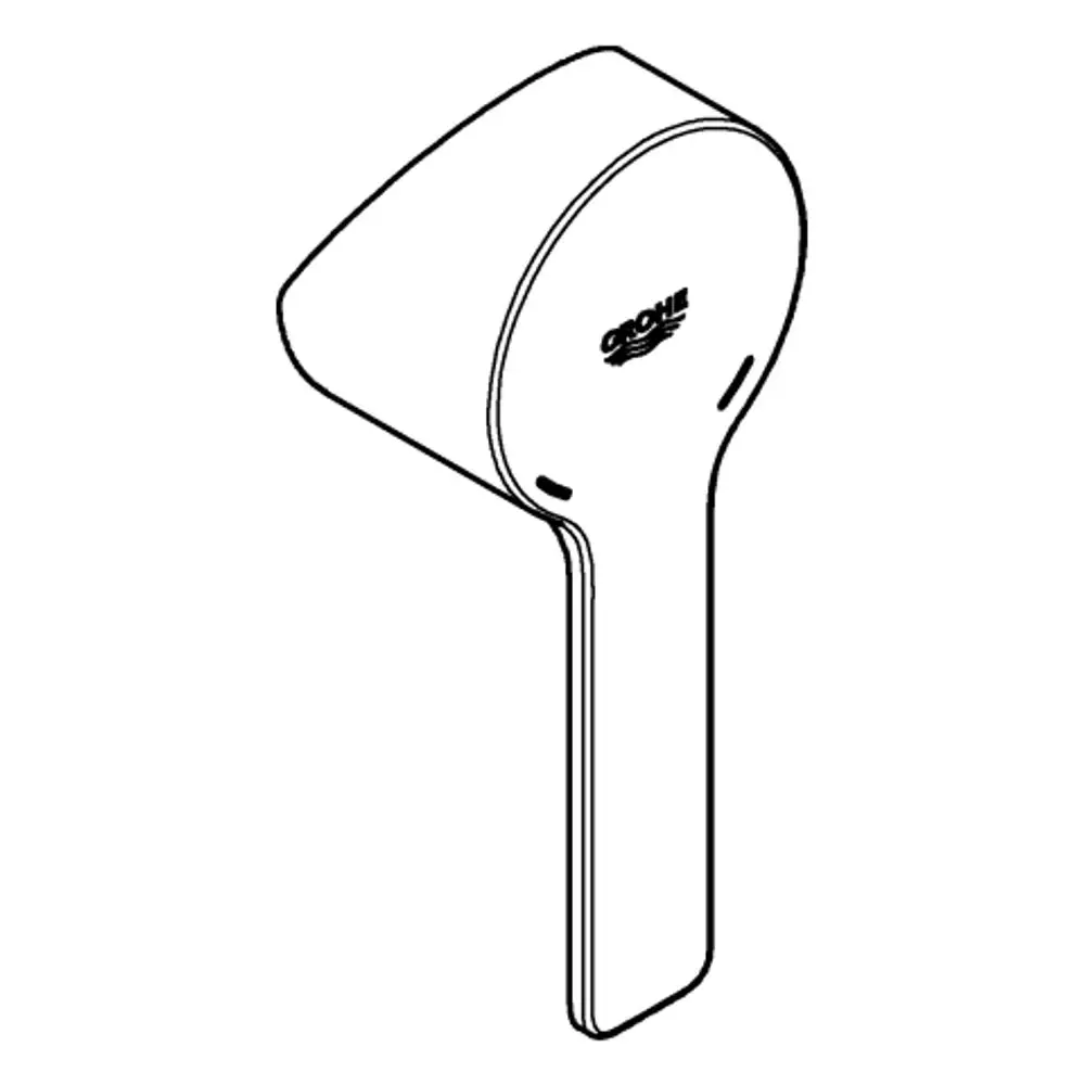 GROHE Hebel in gebürstetem Hartgraphit, abgerundete Form, mit Logo auf der Vorderseite, klare Konturen ohne sichtbare Details zu Maßen oder Funktion.