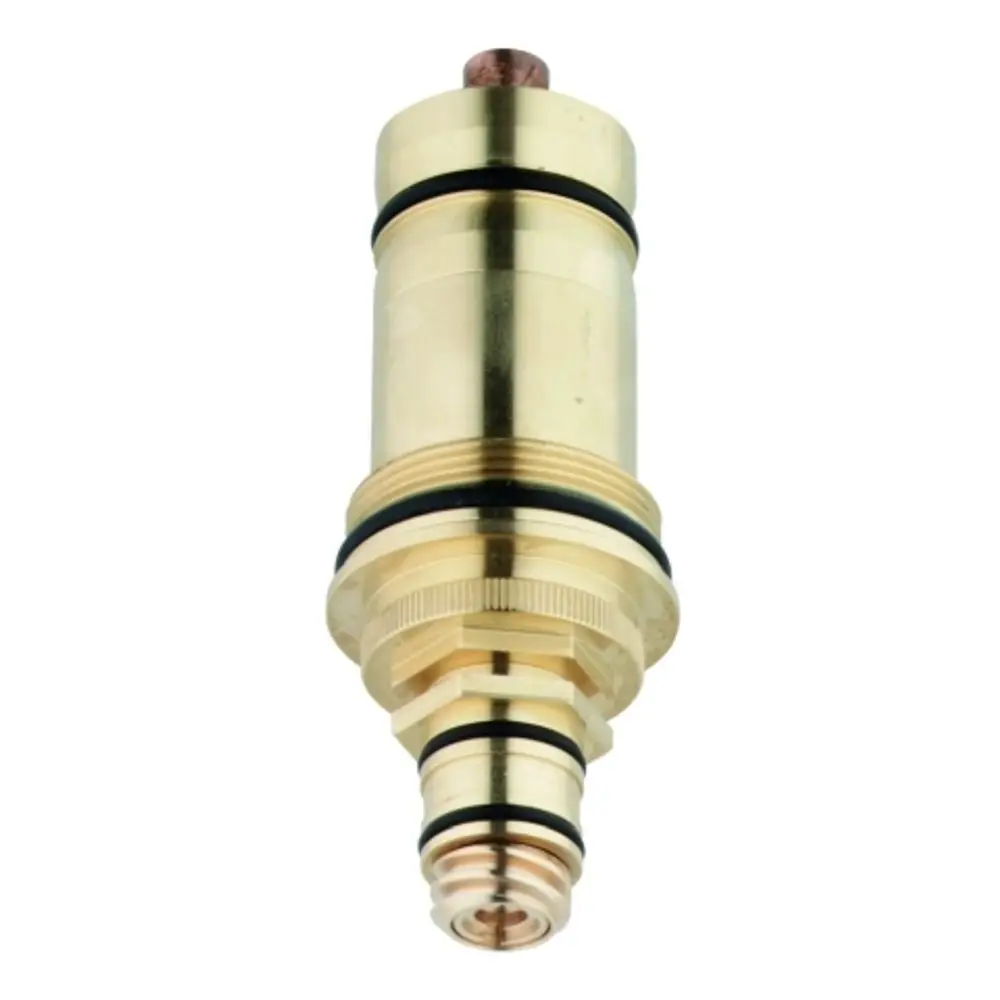 Thermoelement von Grohe in metallischer Optik mit nicht steigender Spindel. Zubehörteil für die Regelung von Warm- und Kaltwasser in Sanitärinstallationen.