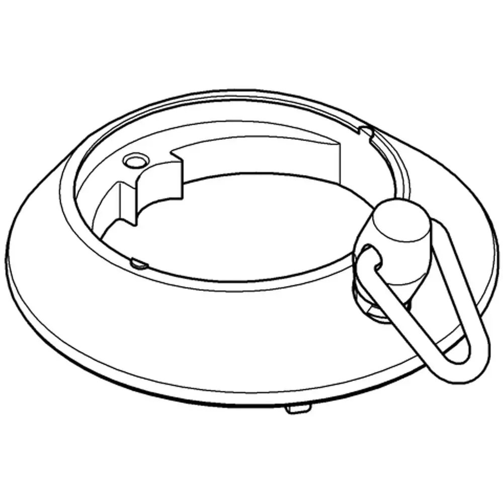 Grohe Rosette mit einem runden, flachen Design und einem Befestigungsring. Die Oberfläche scheint glänzend zu sein und enthält eine Öse für eine einfache Montage.