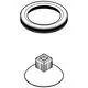 Grohe Kappe, bestehend aus einem runden Ring und einem quadratischen Sockel, der auf einer flachen Basis sitzt. Schlichtes Design, ohne sichtbare Beschriftungen oder Maße.