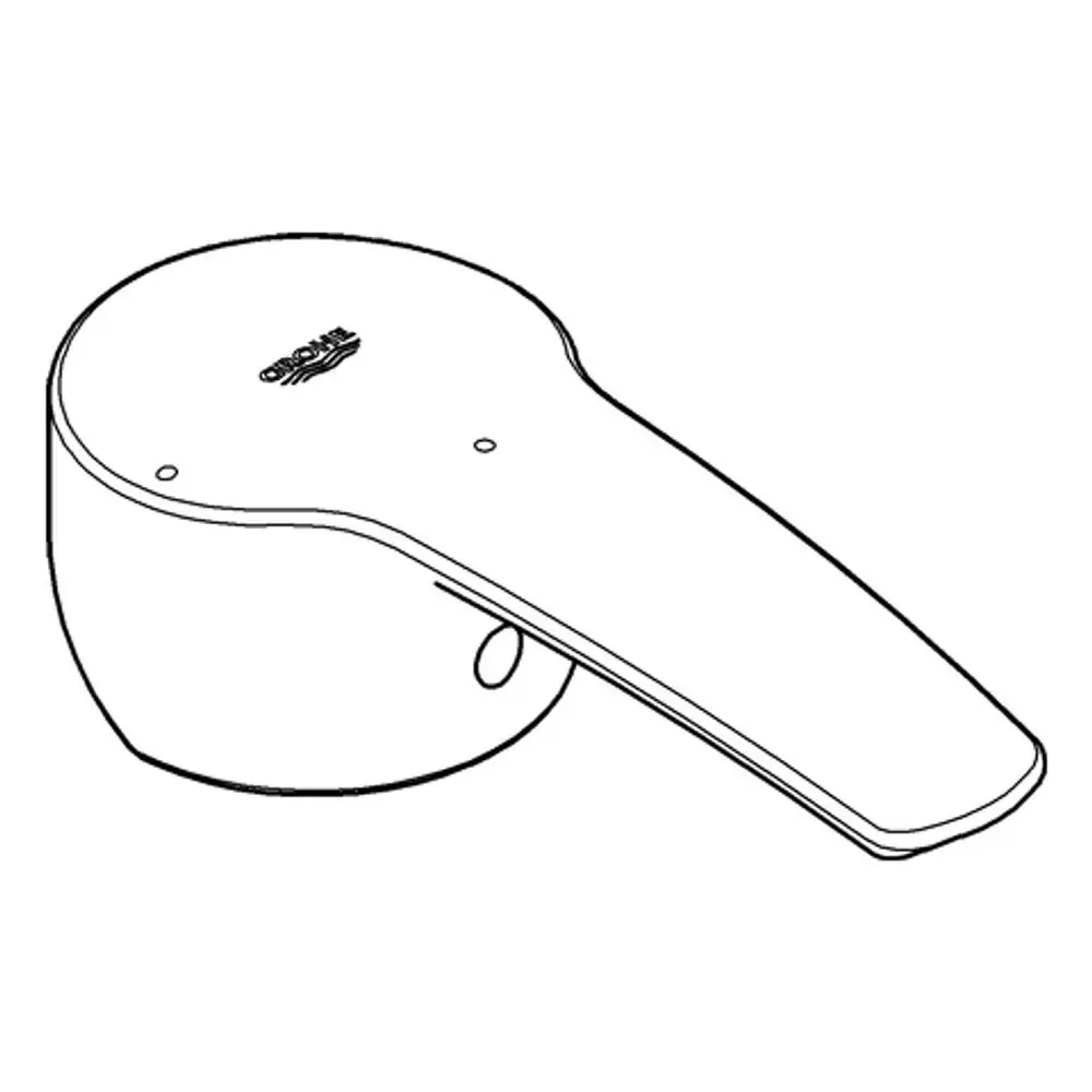 GROHE Hebel in einer klaren, geformten Ausführung, mit einem ergonomischen Griff und einem Anschluss zur Wassersteuerung, dargestellt in einer skizzierten Ansicht.