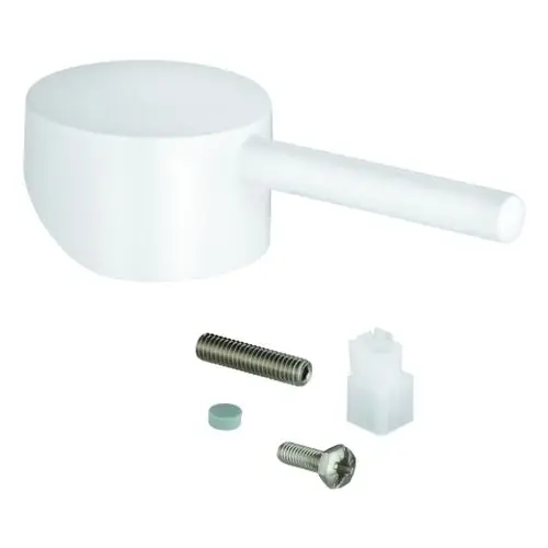 GROHE Hebel in moon white mit kurzem Griff. Enthaltene Teile: Schrauben, Kunststoffkomponenten und ein kleines Gummiteil. Geeignet für Sanitärinstallationen.