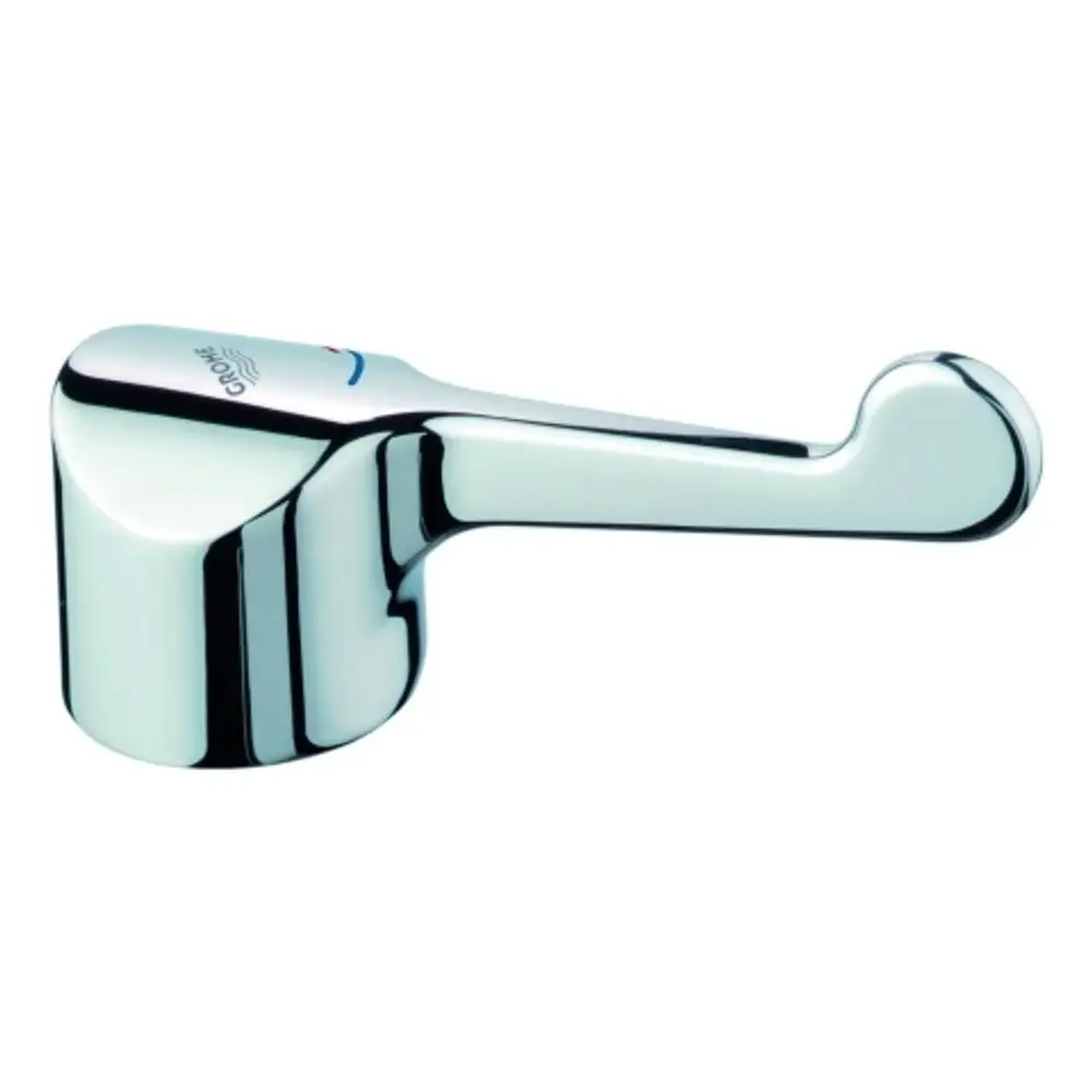 Grohe Hebel in chrom für einen Waschtisch, mit ergonomischem Design und einer geschwungenen Form, die eine einfache Bedienung ermöglicht.