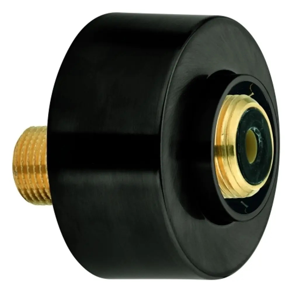 Grohe Anschlussstück in schwarzer Ausführung mit goldenem Gewinde. Rundes Design, geeignet für Wasserinstallationen.