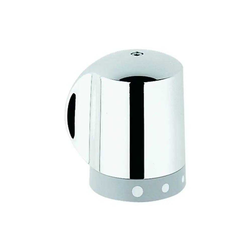 GROHE Absperrgriff in glänzendem Chrom mit runder Form und gekennzeichneten Punkten an der Basis für die Bedienung von Sanitärinstallationen.