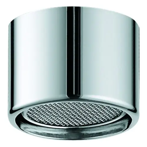 GROHE Strahlregler aus Chrom mit runder Form und feiner Metalloberfläche, der ein Innengewinde aufweist. Sichtbares Sieb für die Wasserstrahlregulierung.