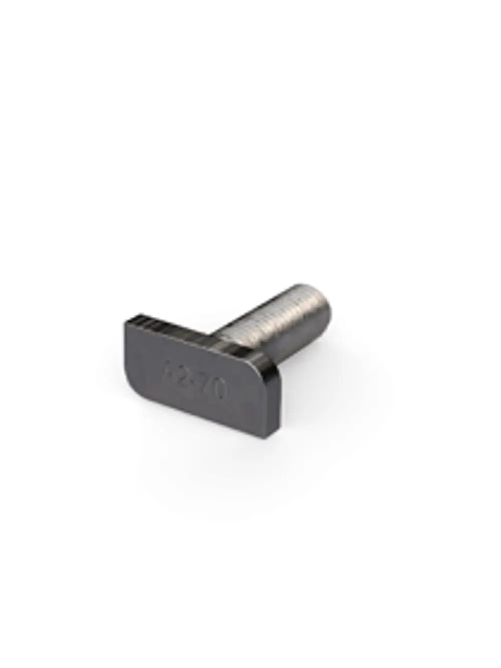 Hammerkopfschraube mit einer speziellen Kopfform, gefertigt aus hochwertigem Material, erkennbar durch die Prägung "A2-70", produziert von Renusol.