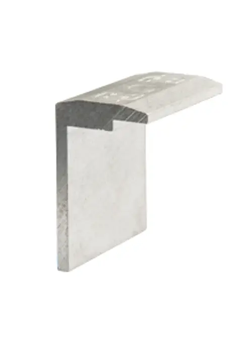 ESD-sichere FlatFix Endklemme von Esdec, rechteckige Form mit abgeflachter Oberseite und seitlich versetzter Kante, geeignet für stabile Verbindungen in Montageanwendungen.